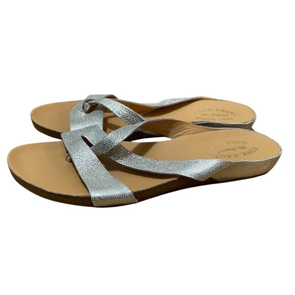 Kork-Ease Devoe Leather Strappy Slide Sandals Light Gold Metallic Women's 9 - Picture 3 of 8